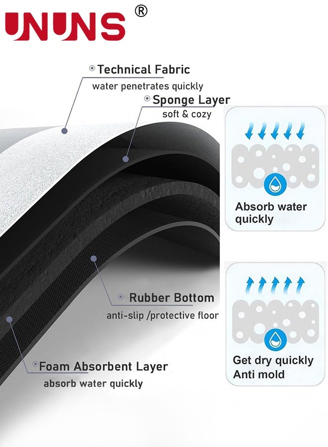 UNUNS 2PCS Absorbent Bath Mat Rug Sets,Quick Drying Mat Silicone Magic Bath Mat,Non-slip Floor Rug Rubber Backed For Kitchen Shower Sink,40x60cm+40x120cm,Gray - Image 2